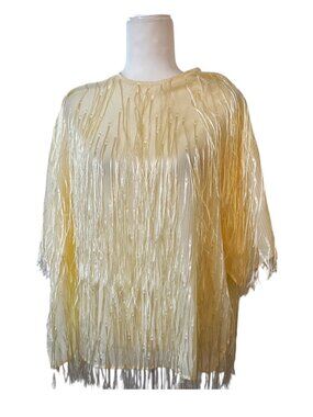 ASOS Edition Fringe Boxy Top – Size 12 – Buttermilk – NWT